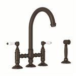 ROHL San Julio® Deck Mount C-Spout Bridge Kitchen Faucet With Sidespray