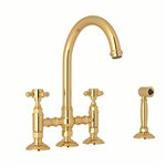 ROHL San Julio® Deck Mount C-Spout Bridge Kitchen Faucet With Sidespray