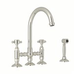 ROHL San Julio® Deck Mount C-Spout Bridge Kitchen Faucet With Sidespray