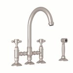 ROHL San Julio® Deck Mount C-Spout Bridge Kitchen Faucet With Sidespray