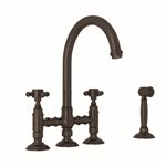 ROHL San Julio® Deck Mount C-Spout Bridge Kitchen Faucet With Sidespray