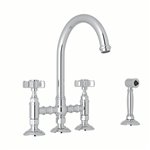 ROHL San Julio® Deck Mount C-Spout Bridge Kitchen Faucet With Sidespray