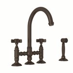 ROHL San Julio® Deck Mount C-Spout Bridge Kitchen Faucet With Sidespray