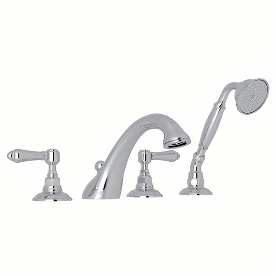 ROHL Viaggio® 4-Hole Deck Mount C-Spout Tub Filler With Handshower