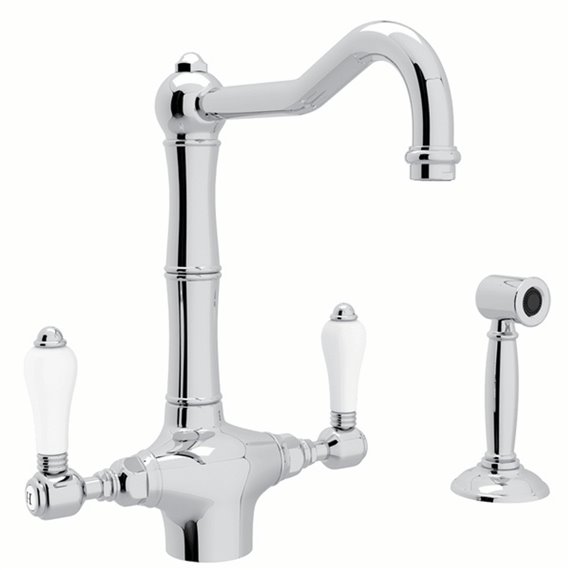 ROHL Acqui® Column Spout 2-Handle Kitchen Faucet With Sidespray