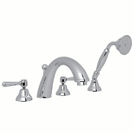 ROHL Verona™ 4-Hole Deck Mount C-Spout Tub Filler With Handshower