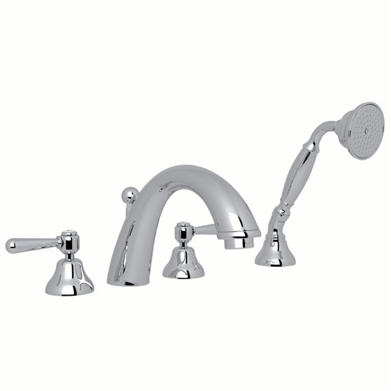 ROHL Verona™ 4-Hole Deck Mount C-Spout Tub Filler With Handshower