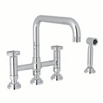 ROHL Campo™ Deck Mount U-Spout 3 Leg Bridge Faucet With Sidespray