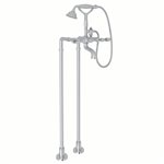 ROHL Exposed Floor Mount Tub Filler With Handshower And Floor Pillar Legs Or Supply Unions