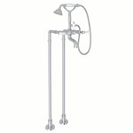 ROHL Exposed Floor Mount Tub Filler With Handshower And Floor Pillar Legs Or Supply Unions