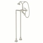 ROHL Exposed Floor Mount Tub Filler With Handshower And Floor Pillar Legs Or Supply Unions