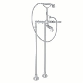 ROHL Palladian® Exposed Floor Mount Tub Filler With Handshower And Floor Pillar Legs Or Supply Unions