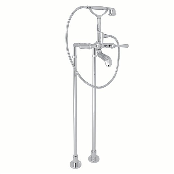 ROHL Palladian® Exposed Floor Mount Tub Filler With Handshower And Floor Pillar Legs Or Supply Unions