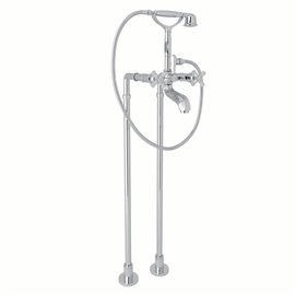 ROHL Palladian® Exposed Floor Mount Tub Filler With Handshower And Floor Pillar Legs Or Supply Unions