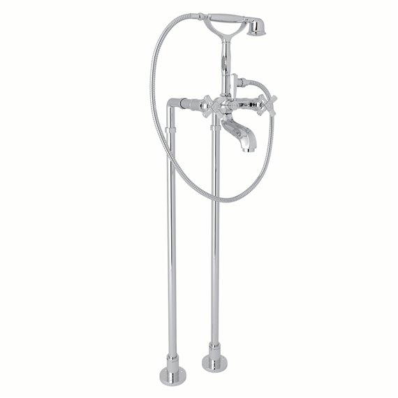 ROHL Palladian® Exposed Floor Mount Tub Filler With Handshower And Floor Pillar Legs Or Supply Unions