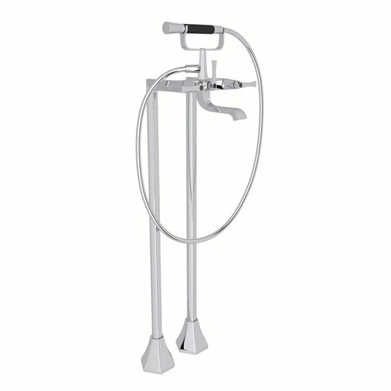 ROHL Bellia™ Exposed Floor Mount Tub Filler With Handshower And Floor Pillar Legs Or Supply Unions