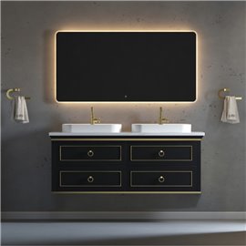 Virta 60 Inch Blackstar Wall Hung Double Vessel Sink Vanity