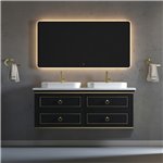 Virta 60 Inch Blackstar Wall Hung Double Vessel Sink Vanity