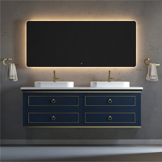 Virta 72 Inch Bluestar Wall Hung Double Vessel Sink Vanity