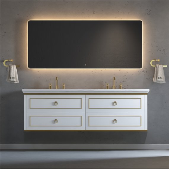 Virta 72 Inch Whitestar Wall Hung Double Sink Vanity