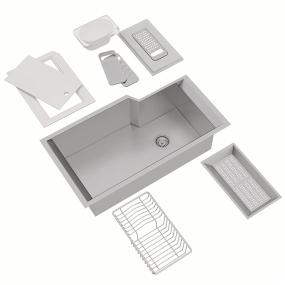 ROHL Culinario 35" Single Bowl Stainless Steel Kitchen Sink With Accessories