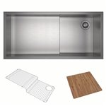 ROHL Culinario 36" Stainless Steel Chef/Workstation Sink in Brushed Stainless Steel with Cutting Board and Wire Sink Grid