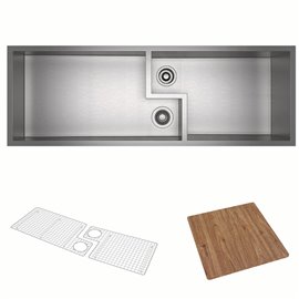 ROHL Culinario 50" Stainless Steel Chef/Workstation Sink in Brushed Stainless Steel with Cutting Board and Wire Sink Grids