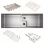 ROHL Culinario 50" Stainless Steel Chef/Workstation Sink in Brushed Stainless Steel with Accessories and Wire Sink Grids