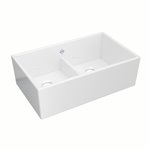 Shaws Shaker MS3320 33" Shaker Low Divide Double Bowl Apron Front Fireclay Kitchen Sink