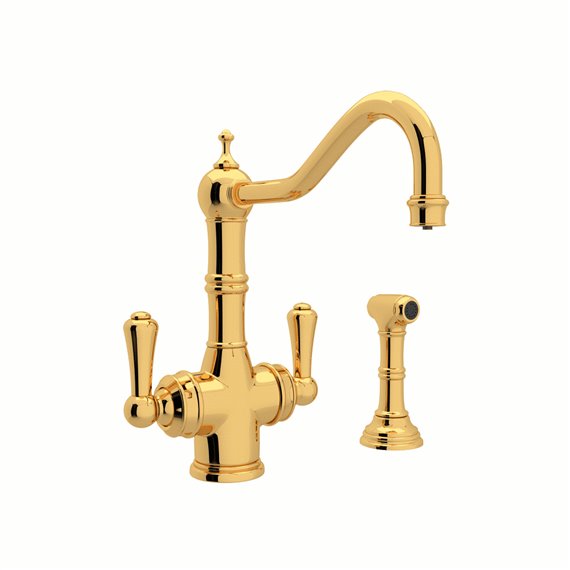 Perrin & Rowe Edwardian™ Two Handle Filter Kitchen Faucet with Side Spray