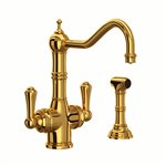 Perrin & Rowe Edwardian™ Two Handle Filter Kitchen Faucet with Side Spray