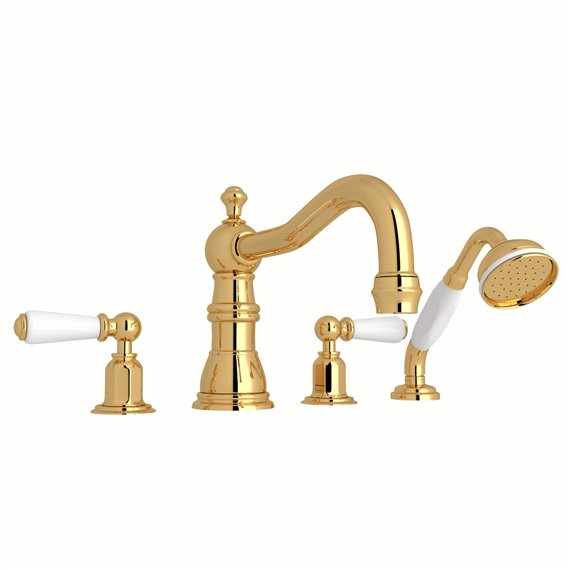 Perrin & Rowe Edwardian™ 4-Hole Deck Mount Tub Filler with Column Spout