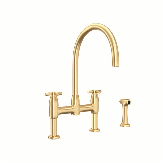 Perrin & Rowe Holborn™ Bridge Kitchen Faucet with C-Spout and Side Spray