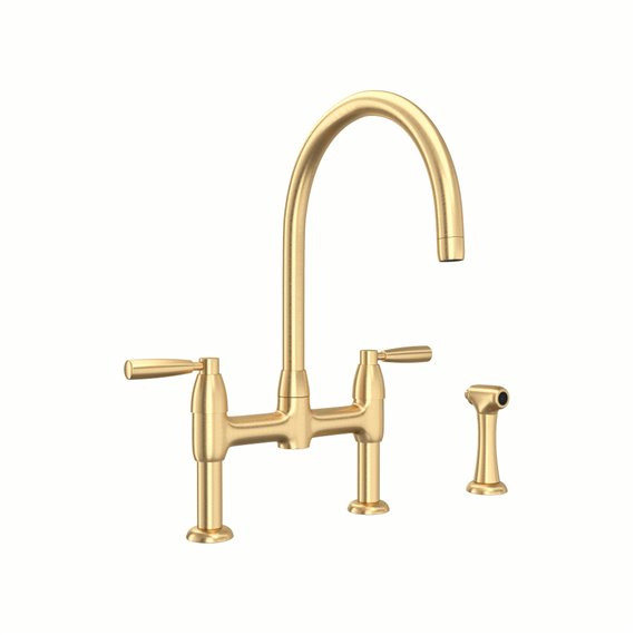 Perrin & Rowe Holborn™ Bridge Kitchen Faucet with C-Spout and Side Spray