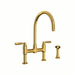 Perrin & Rowe Holborn™ Bridge Kitchen Faucet with C-Spout and Side Spray