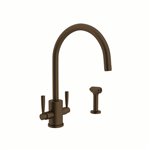 Perrin & Rowe Holborn™ Two Handle Kitchen Faucet With C-Spout and Side Spray