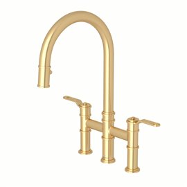 Perrin & Rowe Armstrong™ Pull-Down Bridge Kitchen Faucet with C-Spout