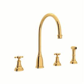 Perrin & Rowe Georgian Era™ Two Handle Kitchen Faucet With Side Spray