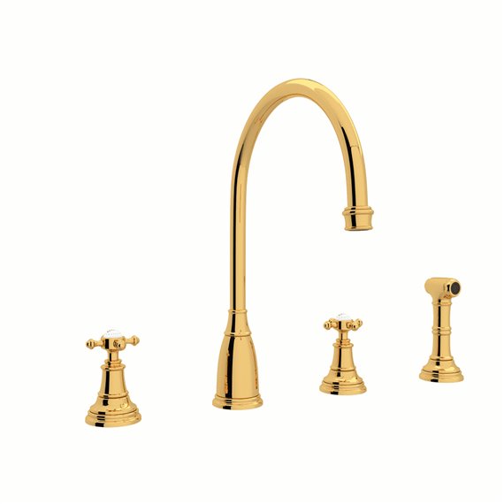 Perrin & Rowe Georgian Era™ Two Handle Kitchen Faucet With Side Spray