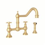 Perrin & Rowe Edwardian™ Extended Spout Bridge Kitchen Faucet With Side Spray