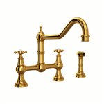 Perrin & Rowe Edwardian™ Extended Spout Bridge Kitchen Faucet With Side Spray