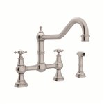 Perrin & Rowe Edwardian™ Extended Spout Bridge Kitchen Faucet With Side Spray