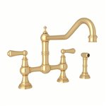 Perrin & Rowe Edwardian™ Extended Spout Bridge Kitchen Faucet With Side Spray