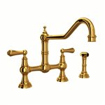 Perrin & Rowe Edwardian™ Extended Spout Bridge Kitchen Faucet With Side Spray