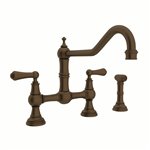 Perrin & Rowe Edwardian™ Extended Spout Bridge Kitchen Faucet With Side Spray