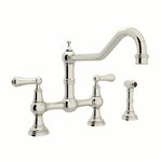 Perrin & Rowe Edwardian™ Extended Spout Bridge Kitchen Faucet With Side Spray