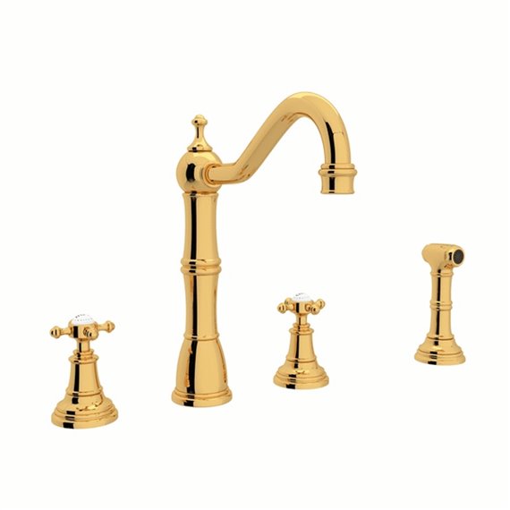 Perrin & Rowe Edwardian™ Two Handle Kitchen Faucet With Side Spray