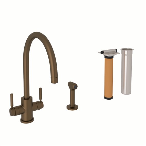 Perrin & Rowe Holborn™ Two Handle Filter Kitchen Faucet Kit With Side Spray