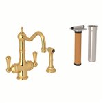 Perrin & Rowe Edwardian™ Two Handle Filter Kitchen Faucet Kit With Side Spray