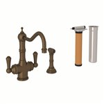 Perrin & Rowe Edwardian™ Two Handle Filter Kitchen Faucet Kit With Side Spray